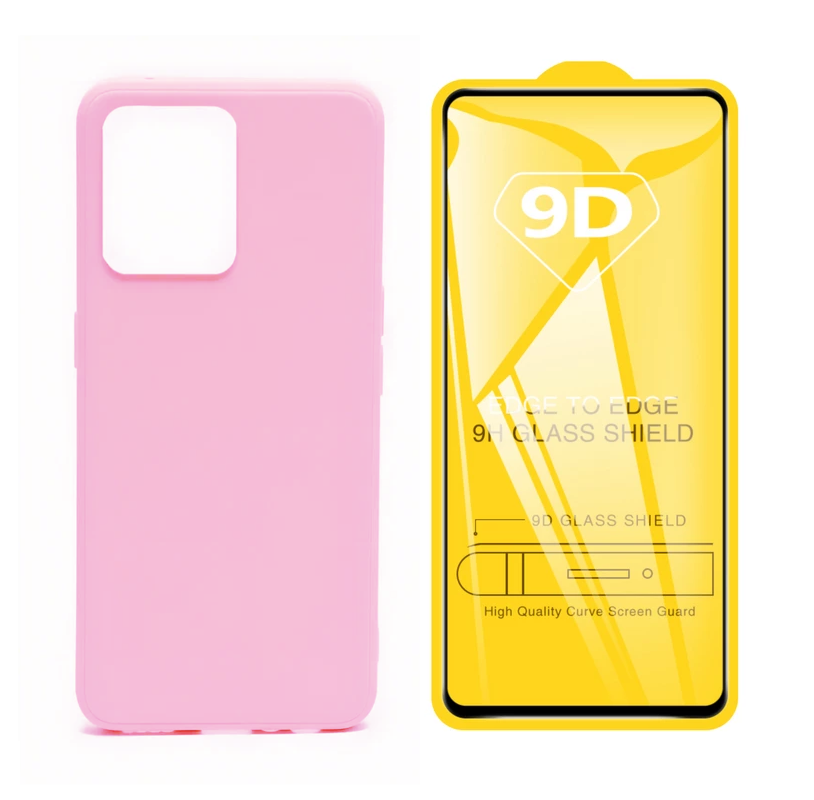 

Чехол силиконовый и стекло Qvatra для Realme 9 розовый, для Realme 9 розовый