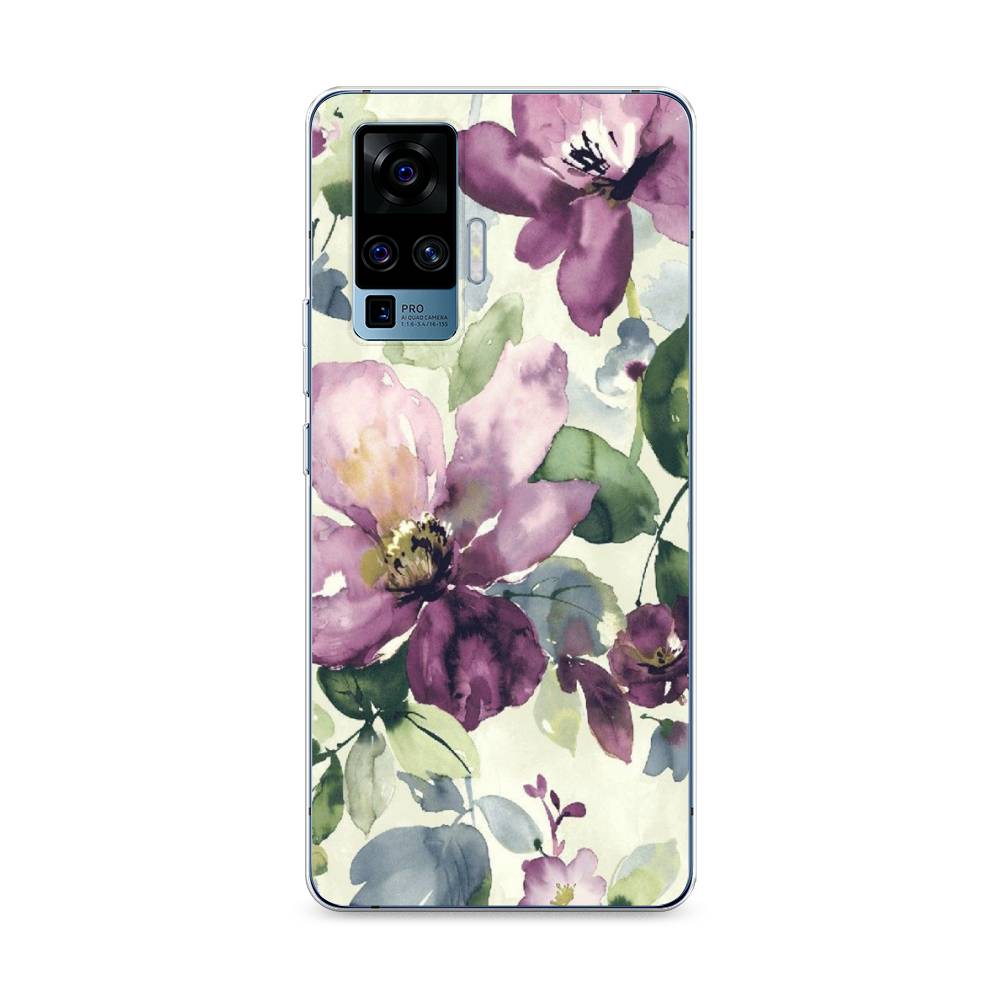 

Чехол Awog на Vivo X50 Pro "Сиреневые цветы-акварель", Разноцветный, 262350-10