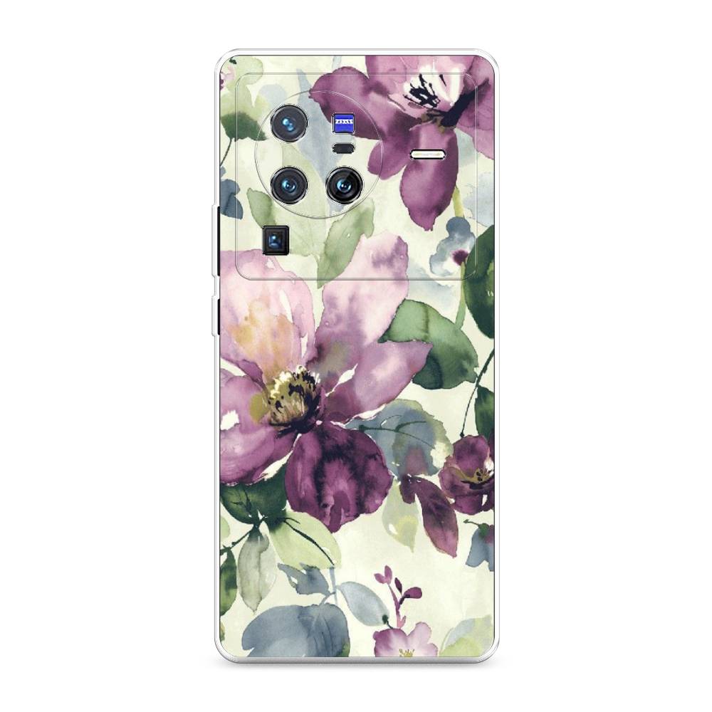 фото Силиконовый чехол "сиреневые цветы-акварель" на vivo x80 pro awog