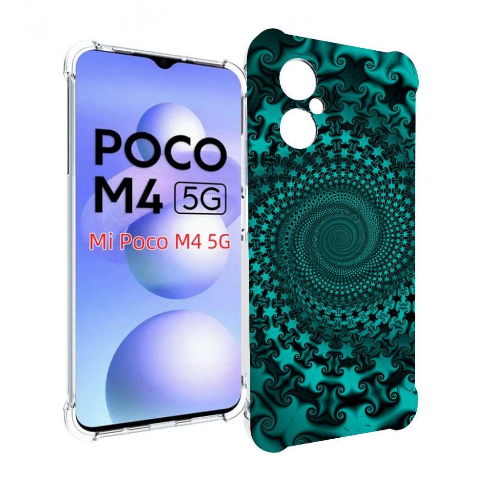 

Чехол MyPads зеленый-гипноз для Xiaomi Poco M4 5G, Прозрачный, Tocco