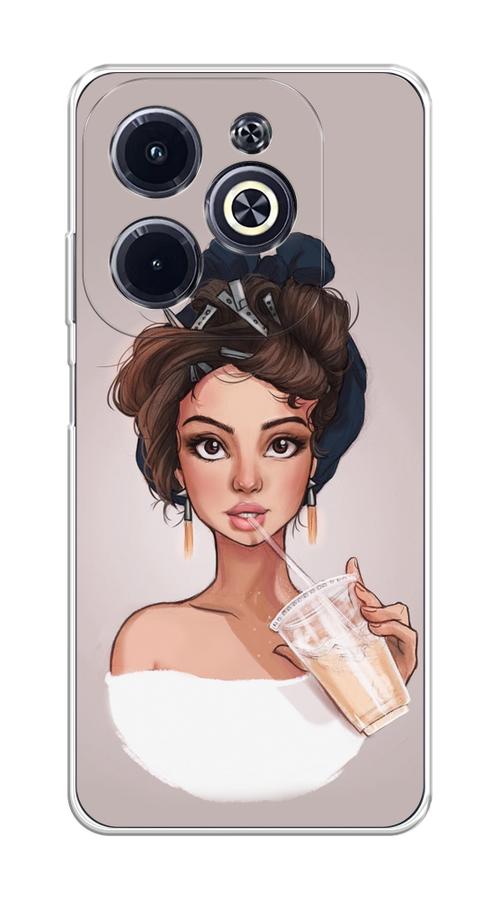 

Чехол на Infinix Hot 40i "Девушка с фраппе", Серый, 3105450-1