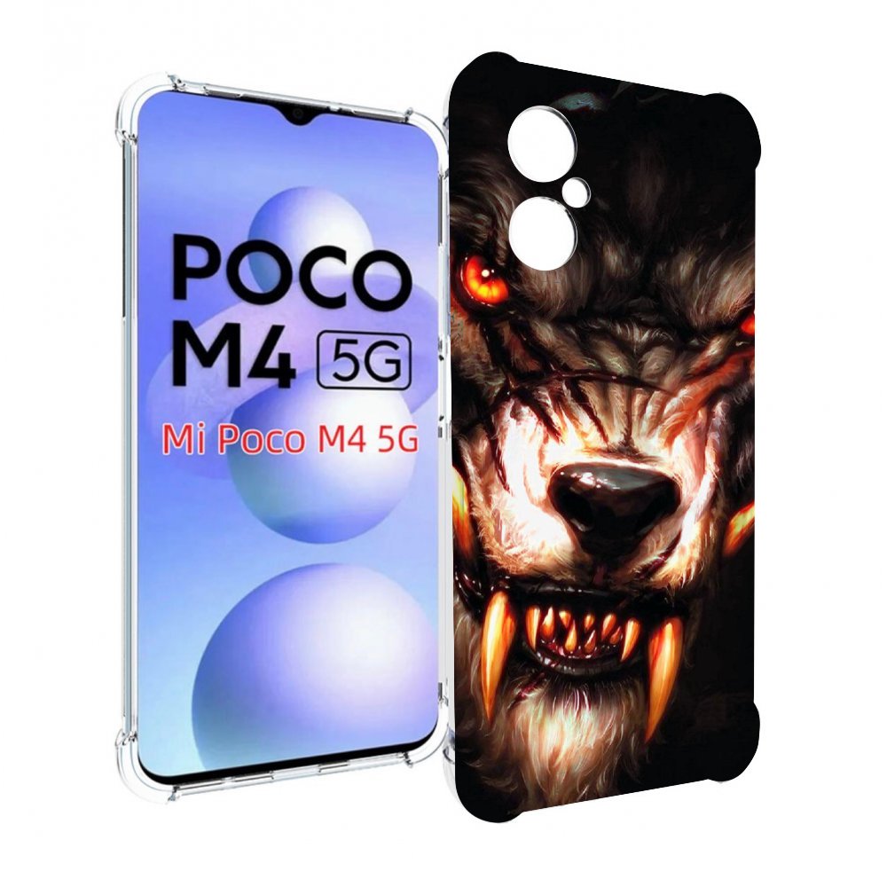 

Чехол MyPads злой голодный волк мужской для Xiaomi Poco M4 5G, Прозрачный, Tocco