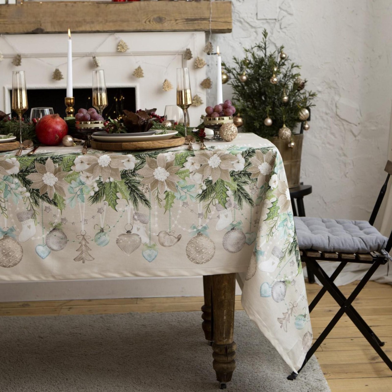 

Скатерть "Этель" Beautiful Сhristmas 149х110см с ГМВО, 100%хл, 190г/м2, Бежевый;зеленый