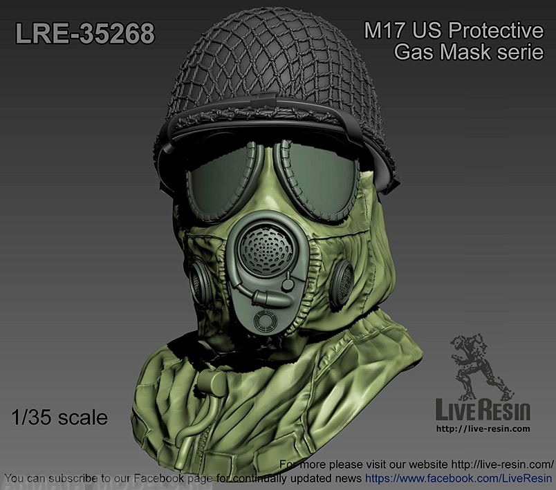 

LRE35268 Противогаз M17 US с капюшоном комплекта и шлемом M1 с повреждениями от пуль.