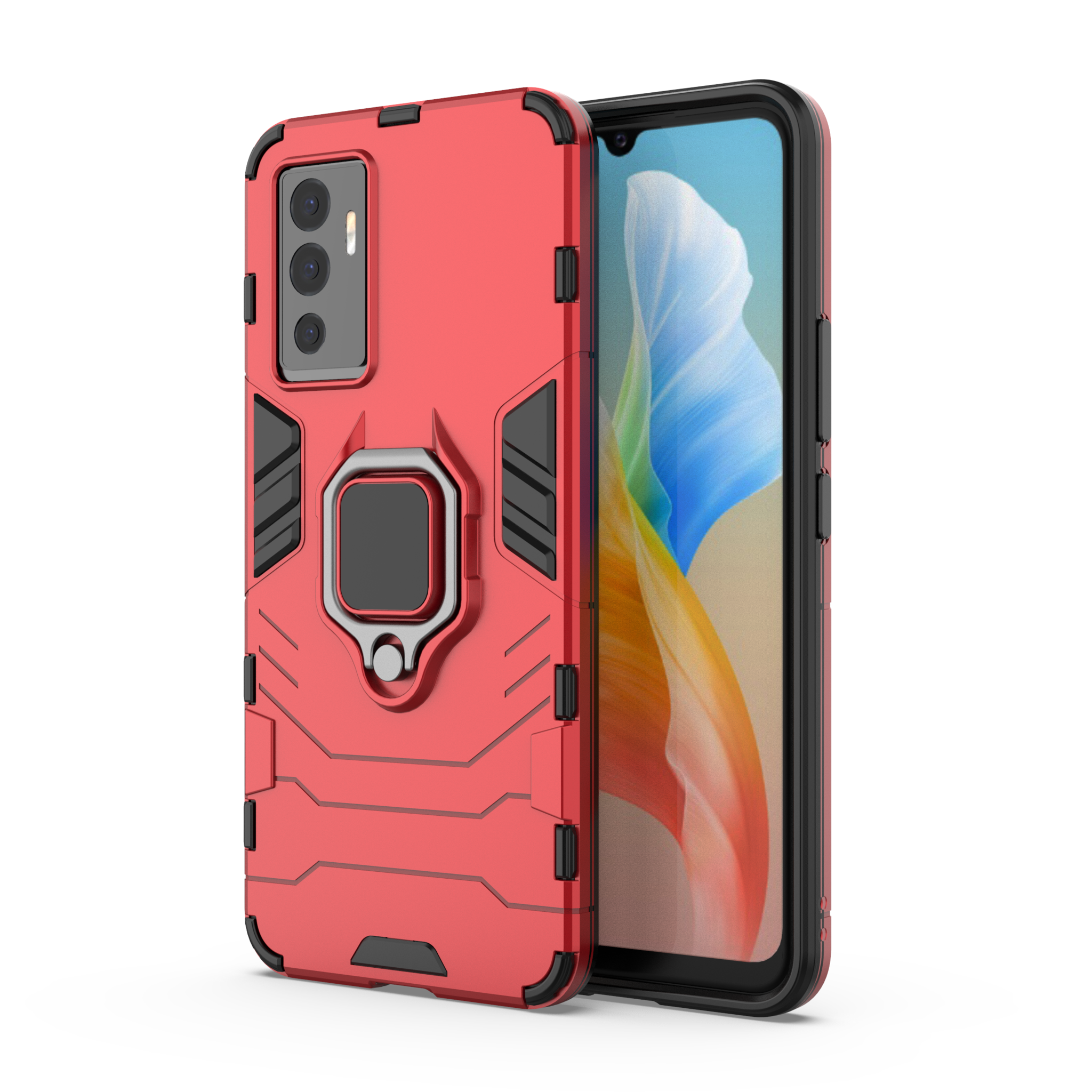 

Противоударный чехол Panther Case для Vivo V23E с кольцом, красный, Panther Case