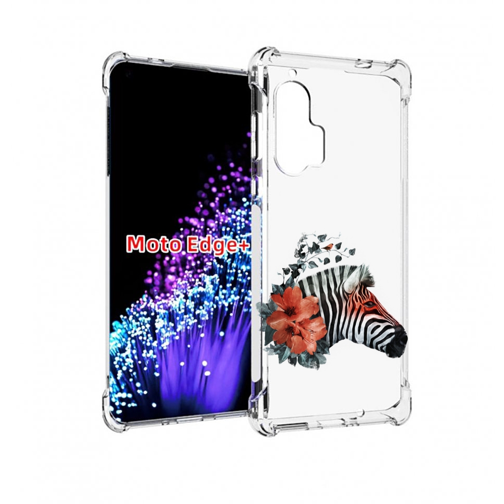 

Чехол MyPads Зебра с цветами для Motorola Edge+ Plus, Прозрачный, Tocco