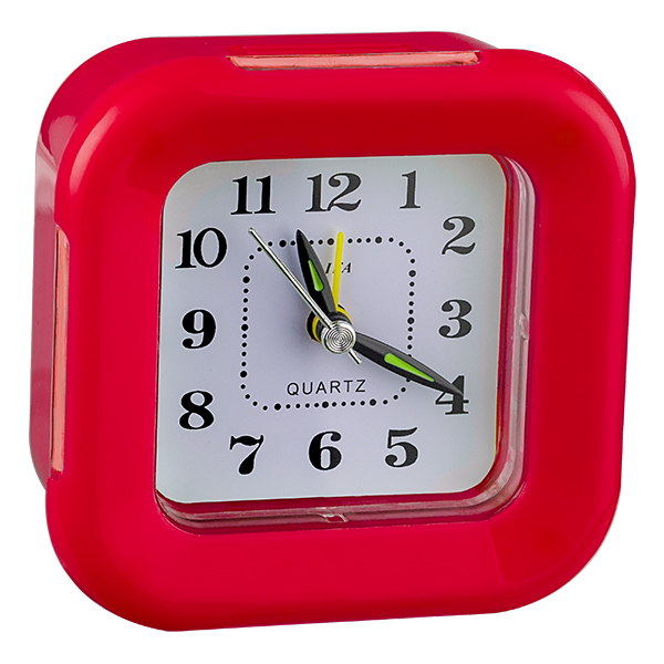 фото Perfeo quartz часы-будильник "pf-tc-003", квадратные 9,5x9,5 см, подсветка, красные