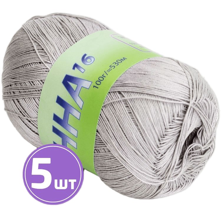 

Пряжа SEAM АННА 16 (373), перл, 5 шт. по 100 г, Серый