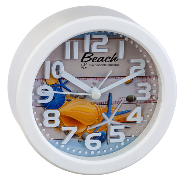 фото Perfeo quartz часы-будильник "pf-tc-013", круглые диам. 10,5 см, ракушка