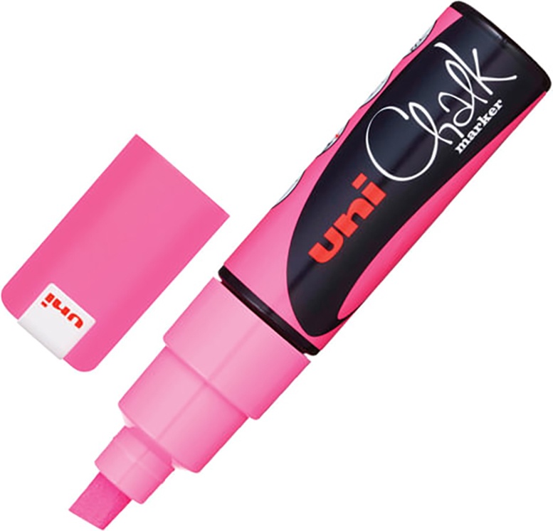 фото Маркер меловой uni "chalk", 8 мм, розовый влагостираемый для гладких поверхн pwe-8k f.pink greenwich line