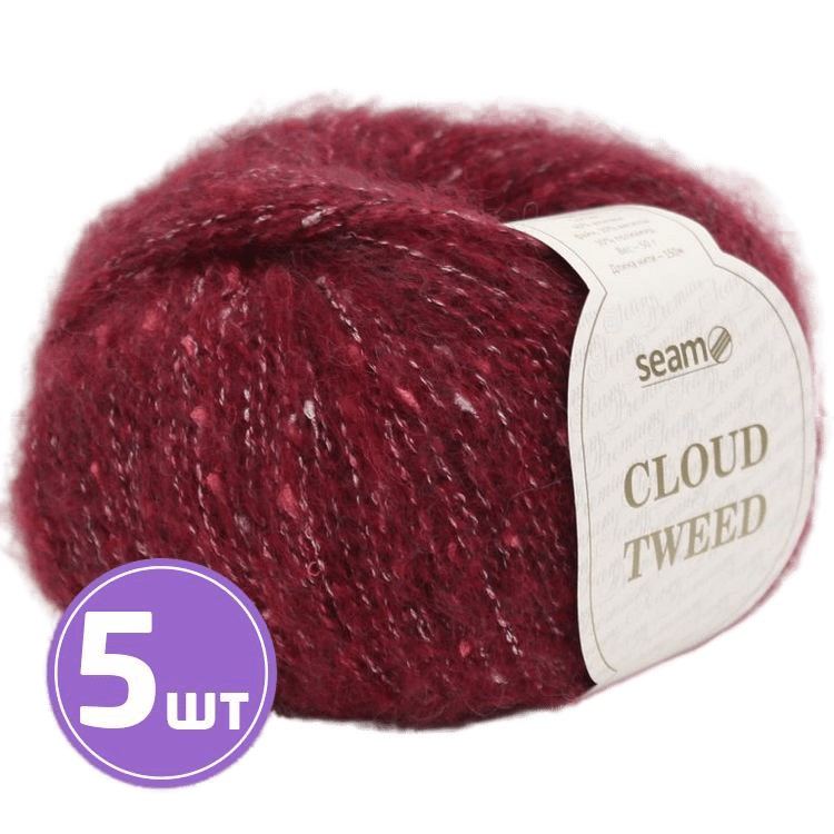 

Пряжа SEAM Cloud Tweed (61068), меланж, 5 шт. по 50 г, Бордовый