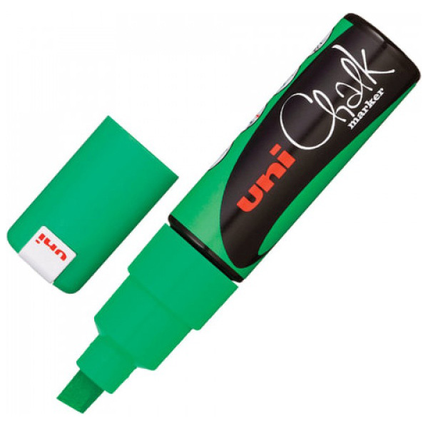 

Маркер меловой UNI Chalk, 8 мм, ЗЕЛЕНЫЙ, влагостираемый, для глад поверхн PWE-8K F.GREEN, PWE-8KF.GREEN