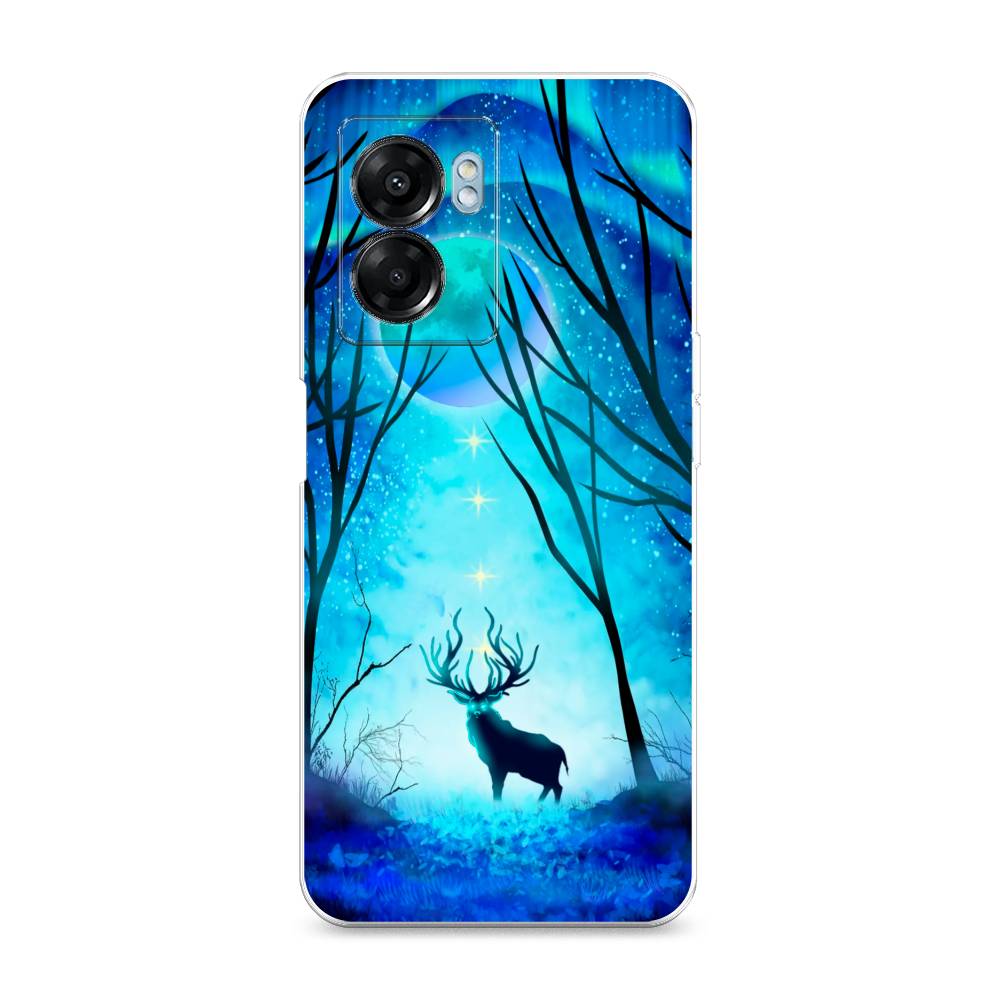 

Чехол на Oppo A57 5G/OnePlus Nord N300 5G "Олень северное сияние", Синий;черный;голубой, 2510250-1