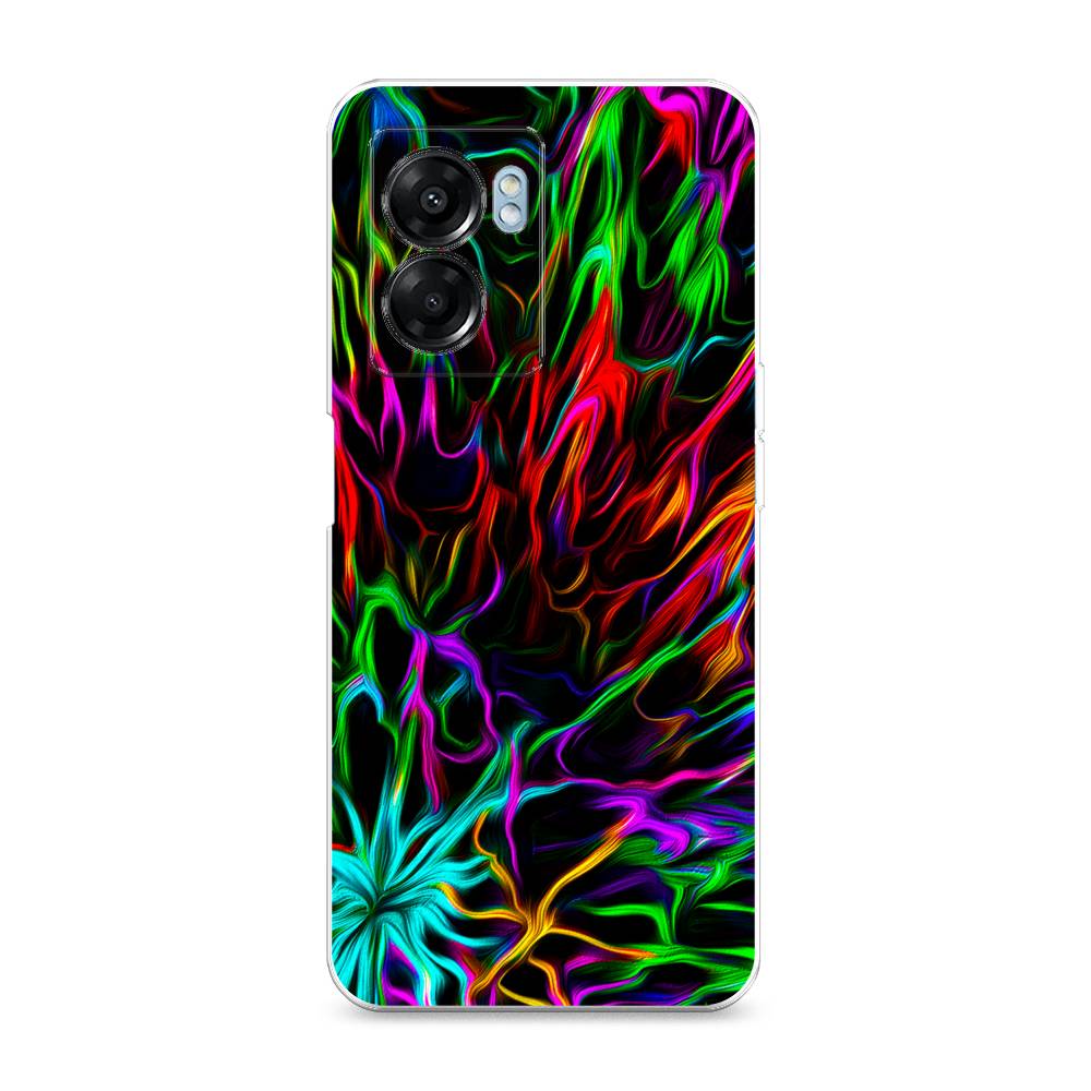 

Чехол на Oppo A57 5G/OnePlus Nord N300 5G "Разноцветные разводы", Голубой;зеленый;оранжевый, 2510250-3