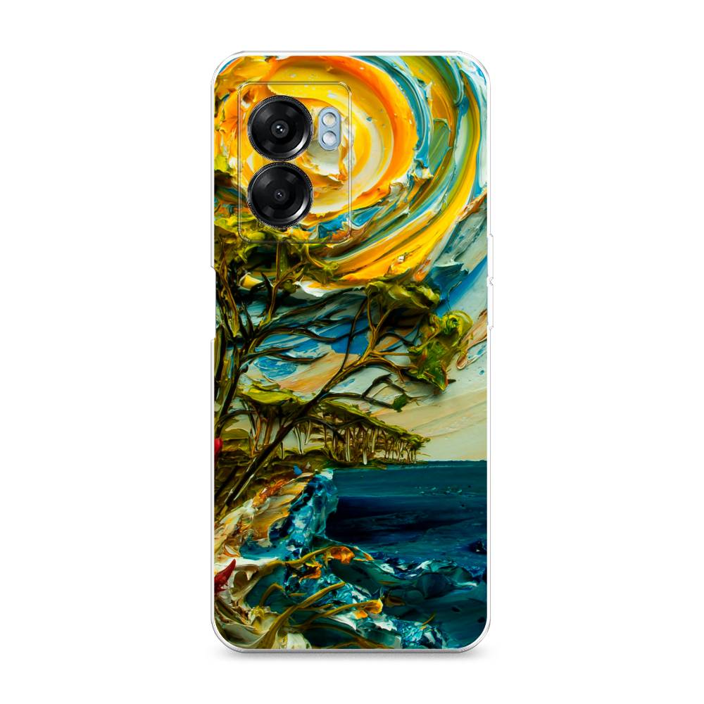 

Чехол на Oppo A57 5G/OnePlus Nord N300 5G "Солнце живопись", Желтый;синий, 2510250-4