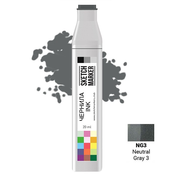 

Заправка для маркеров Sketchmarker на спиртовой основе NG3 Нейтральный серый 3, SI-NG3