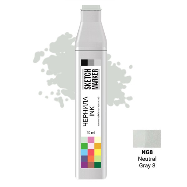 

Заправка для маркеров Sketchmarker на спиртовой основе NG8 Нейтральный серый 8, SI-NG8
