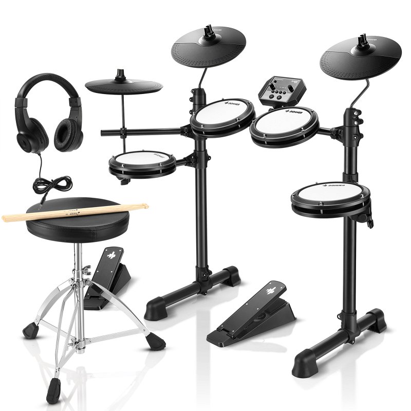 DONNER DED-80 Electric Drum Set 4 Drums 3 Cymbals электронная ударная установка DONNER DED-80 4 Drums 3 Cymbals черный,  белый,  хром