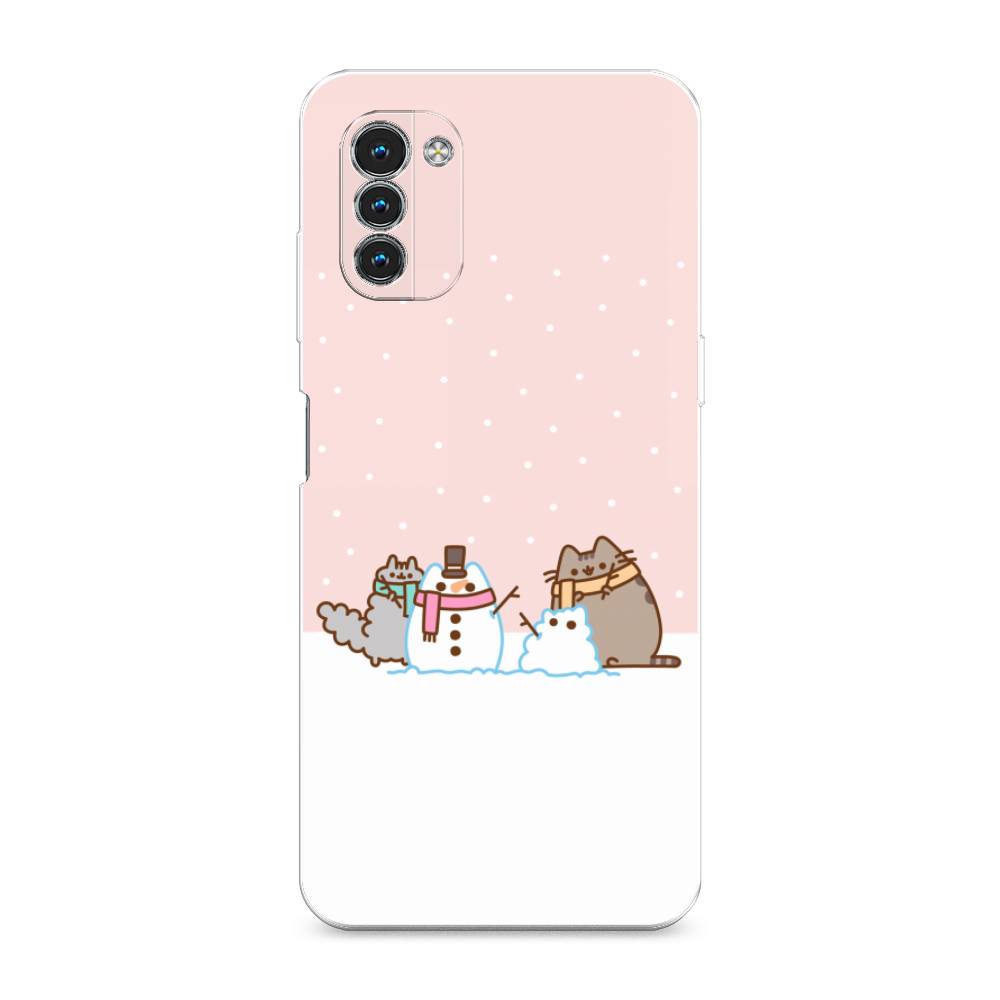 

Чехол на Nokia G11 "Котики в снегу", Розовый;белый;серый, 125050-5