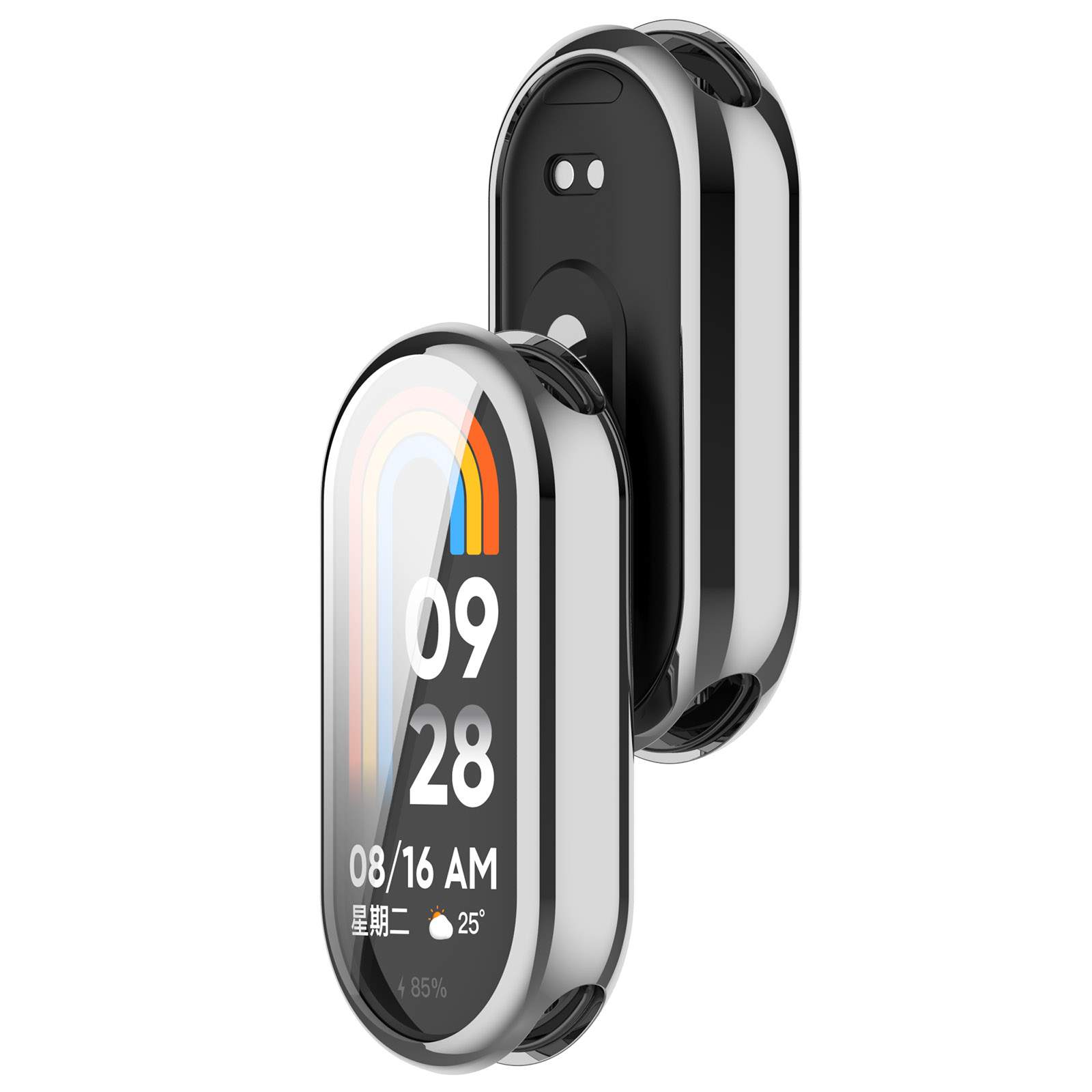 Защитный чехол TPU для Xiaomi Mi Band 8/9/9 NFC/9 Керамический корпус, серебристый