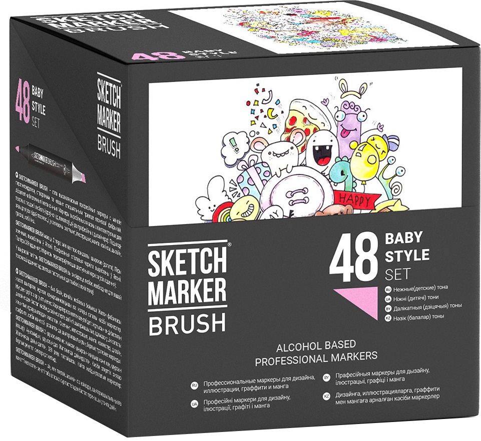 фото Набор маркеров на спиртовой основе sketchmarker brush baby style 48шт нежные тона greenwich line