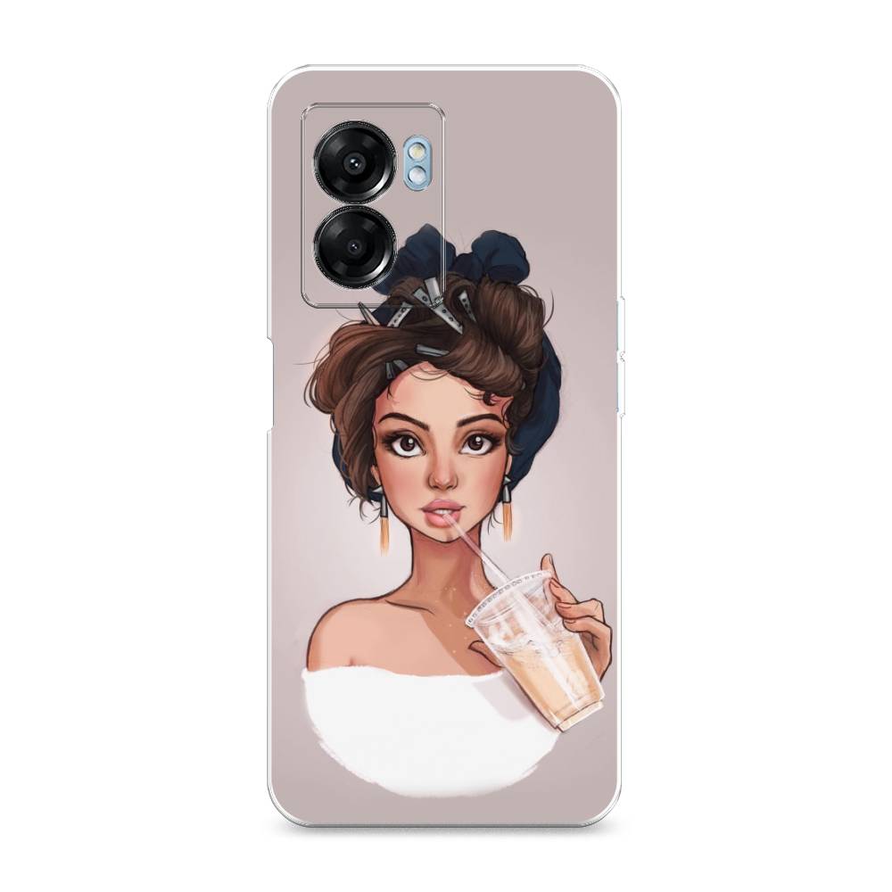 

Чехол на Oppo A57 5G/OnePlus Nord N300 5G "Девушка с фраппе", Серый, 2510250-6