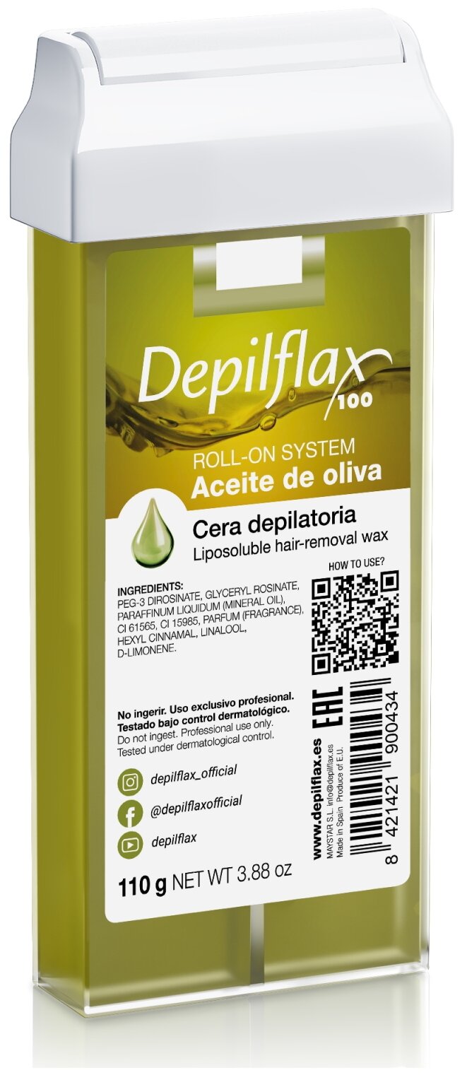 Воск Depilflax100 теплый жирорастворимый для депиляции в картридже олива 110 г