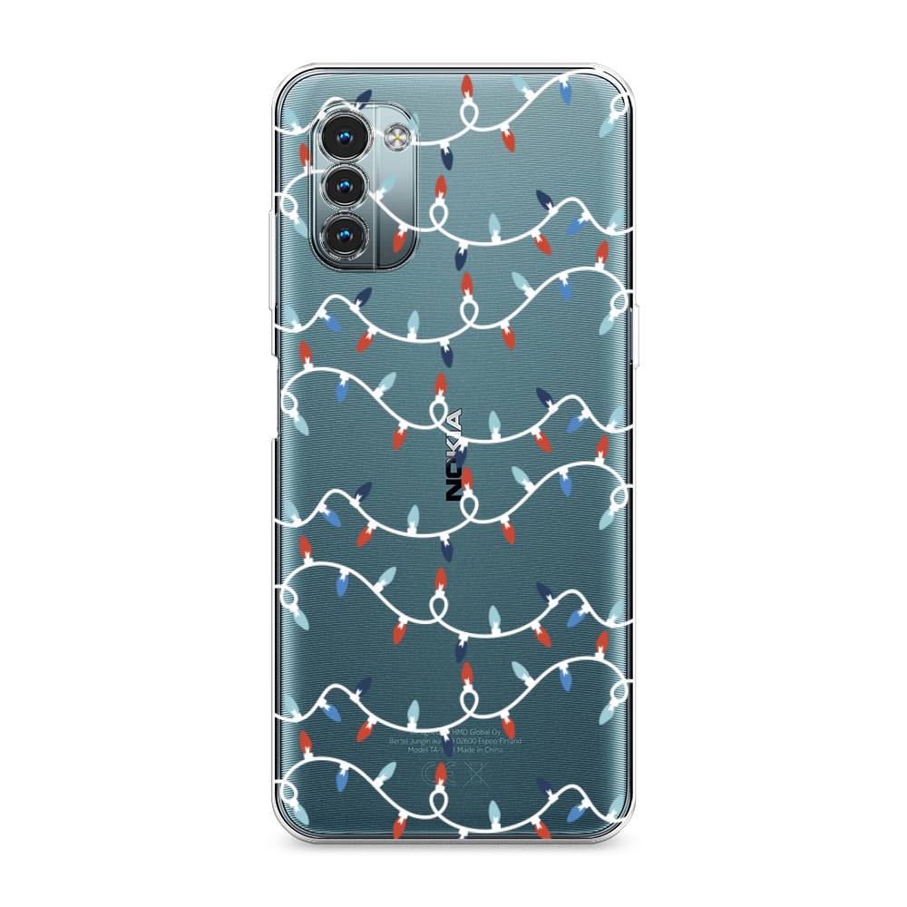 

Чехол на Nokia G11 "Разноцветная гирлянда", Белый;красный;синий, 125050-5