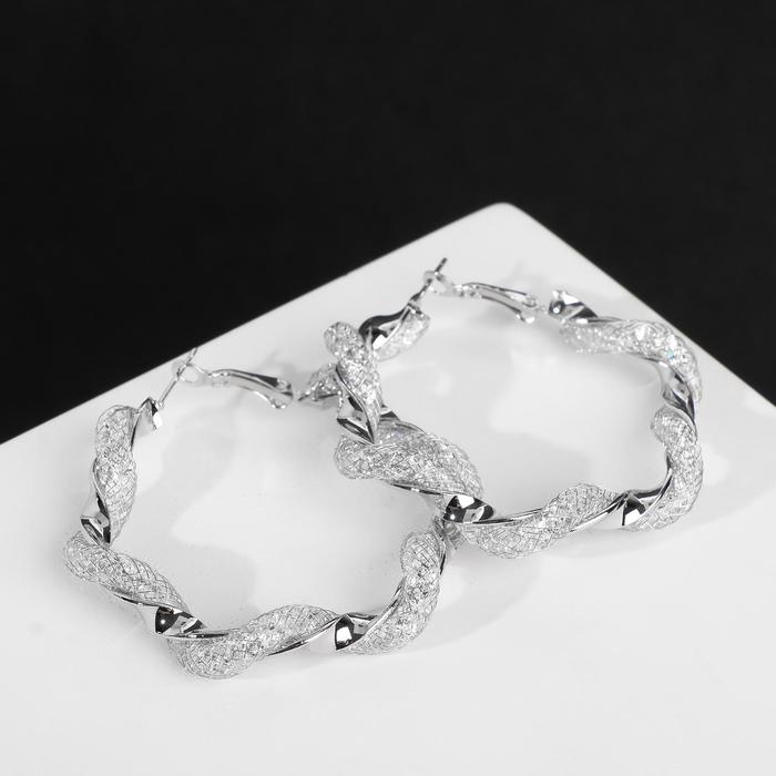 

Серьги конго из бижутерного сплава Queen Fair кольца, Стардаст, волна, d 6,5 см, стразы, кольца, Стардаст, волна, d 6,5 см