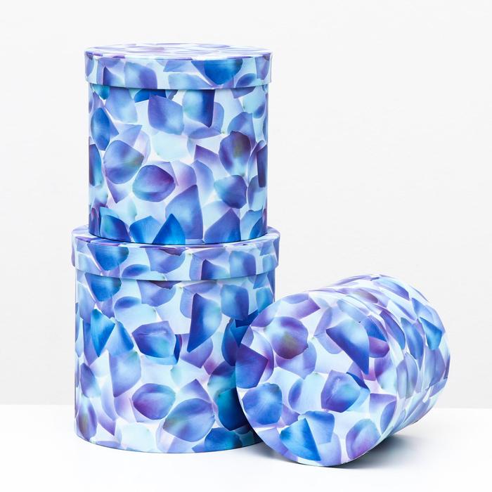 

Набор круглых коробок 3 в 1 Синие цветы, 19,5 x 19 - 15,5 x 15 см