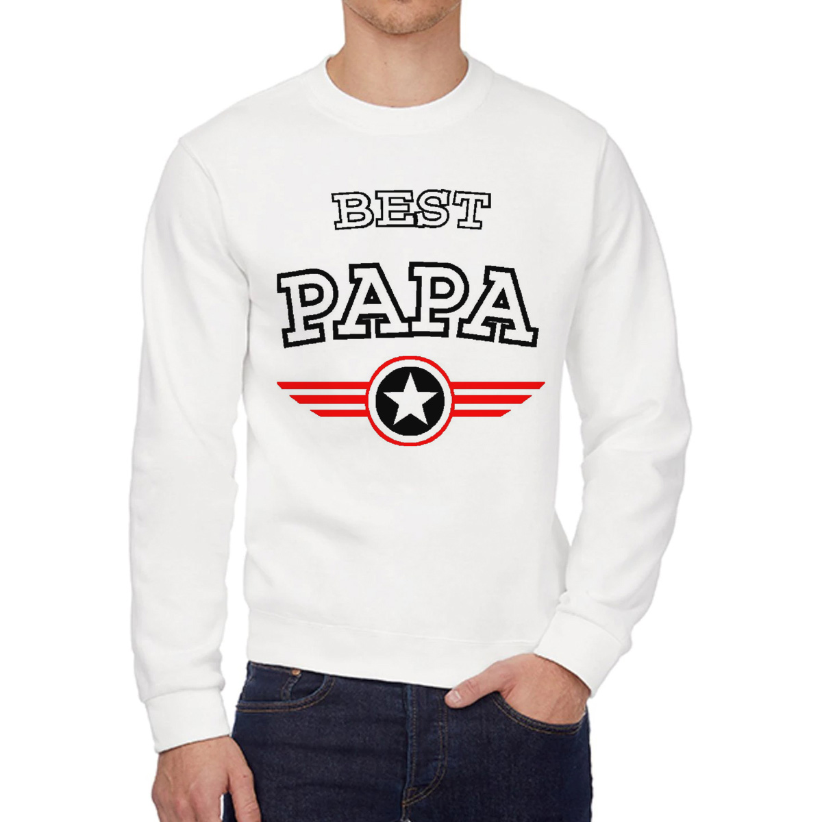 

Свитшот мужской CoolPodarok Best papa папа белый 46 RU, W0113005