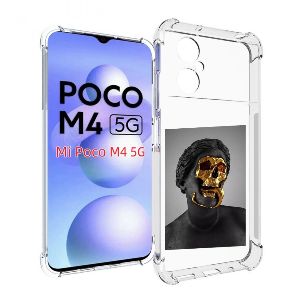 

Чехол MyPads золотой череп в статуе для Xiaomi Poco M4 5G, Прозрачный, Tocco