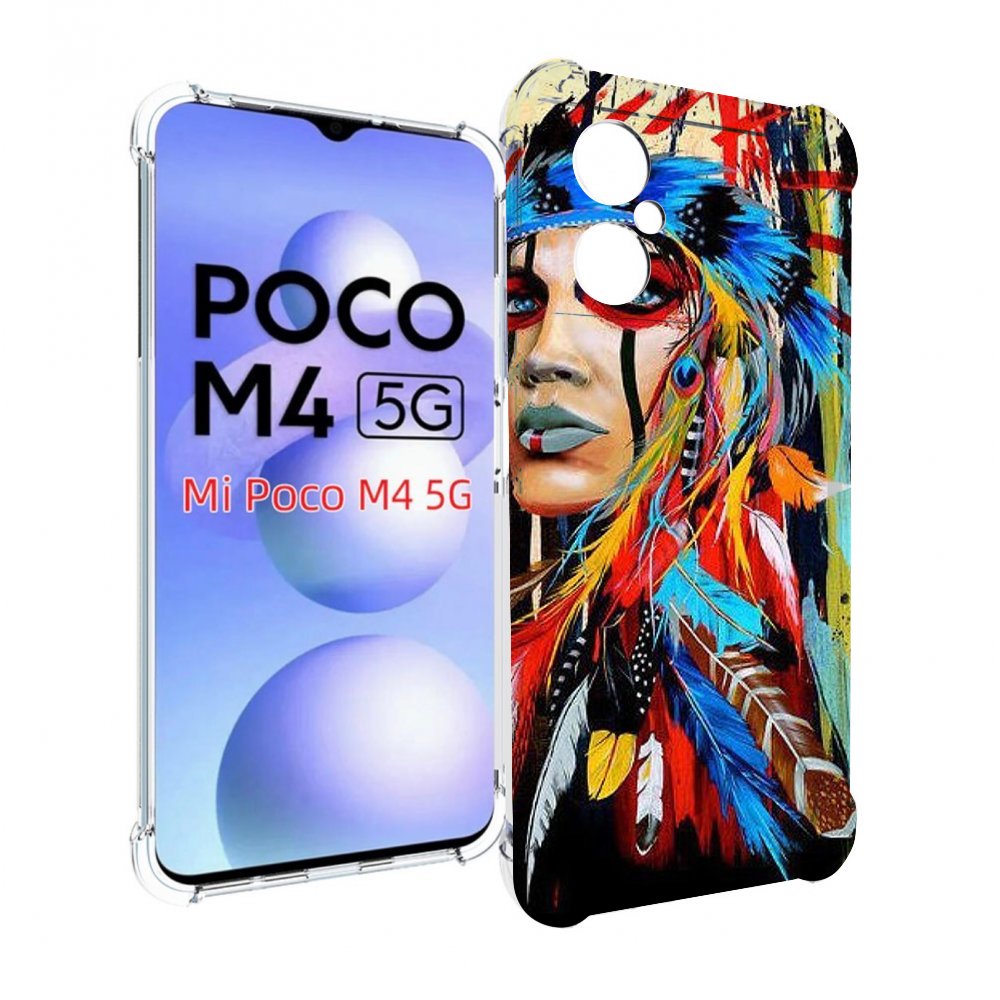 

Чехол MyPads индеец расписной для Xiaomi Poco M4 5G, Прозрачный, Tocco
