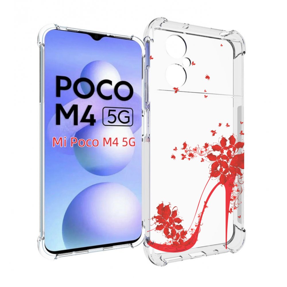 

Чехол MyPads каблук-в-цветах для Xiaomi Poco M4 5G, Прозрачный, Tocco