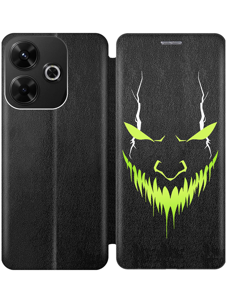 

Чехол-книжка на Xiaomi Redmi 13 / Redmi Note 13R / Poco M6 4g с принтом "Evil Face" черный, Черный;белый;зеленый, 783988651