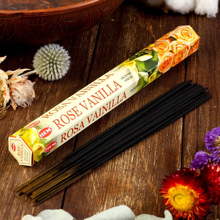 

Благовония "HEM Vanilla-Rose" (Ваниль-роза), шестигранник, 20 палочек, HEM
