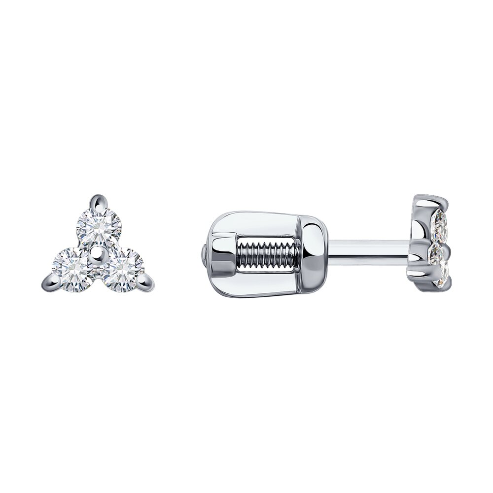 

Серьги пусеты из белого золота SOKOLOV Diamonds 1022142-3, бриллиант, 1022142-3