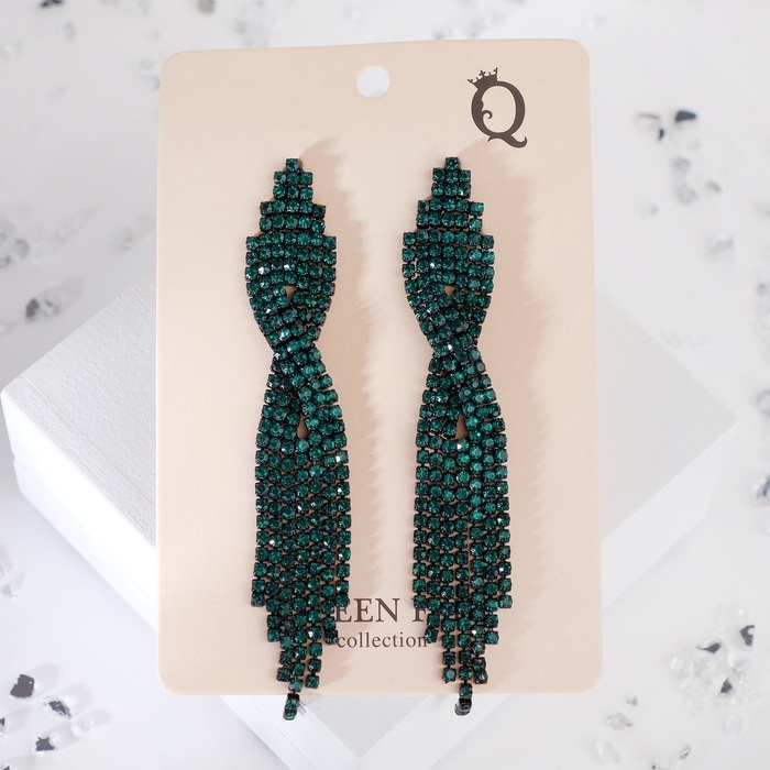 

Серьги шандельеры из бижутерного сплава Queen Fair висячие, Маскарад, ель, стразы, висячие, со стразами, Маскарад, ель