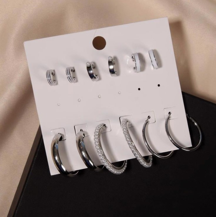 

Комплект кольца, 6 пар, Юность, жемчужинки, белые, в серебре, d 3 см, 6 пар, Юность, жемчужинки