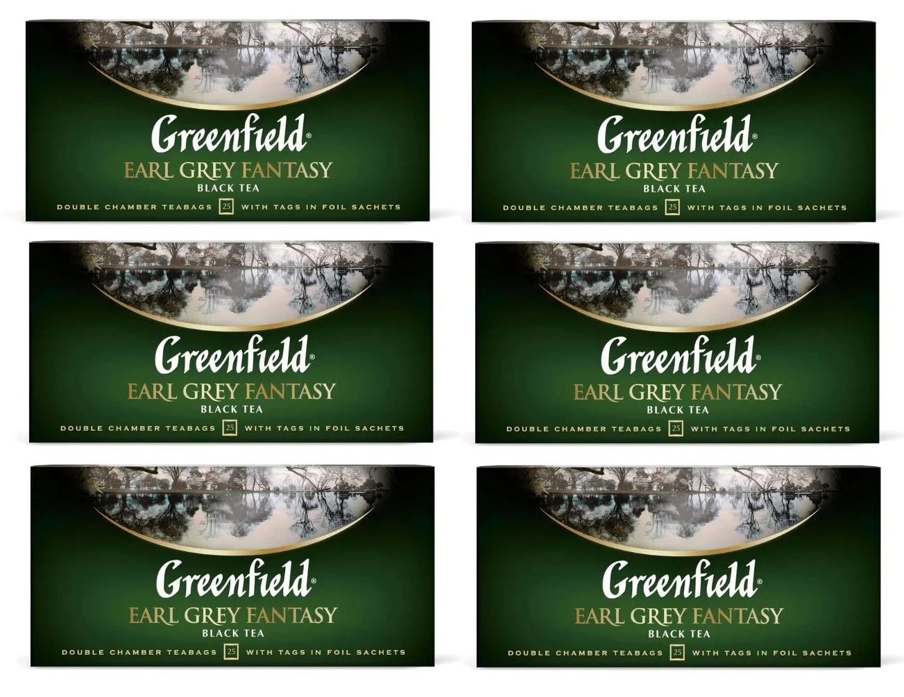 

Чай черный Greenfield Earl Grey Fantasy в пакетиках ароматизированный, 6 шт по 200 г, Earl Grey Fantasy