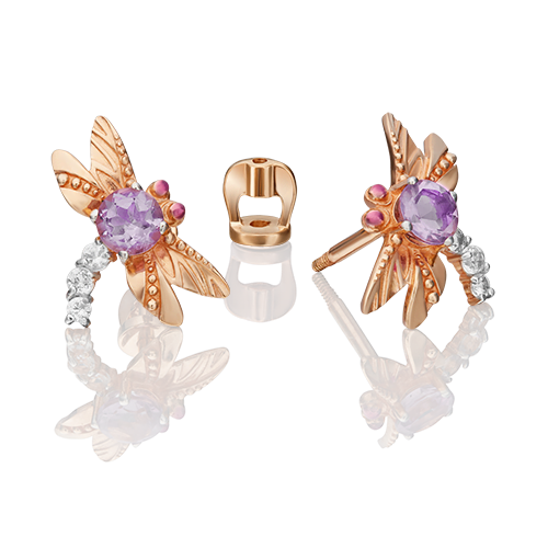 

Серьги-пусеты из красного золота с аметистом PLATINA jewelry 02-4679-00-225-1110-57_0, 02-4679-00-225-1110-57_0