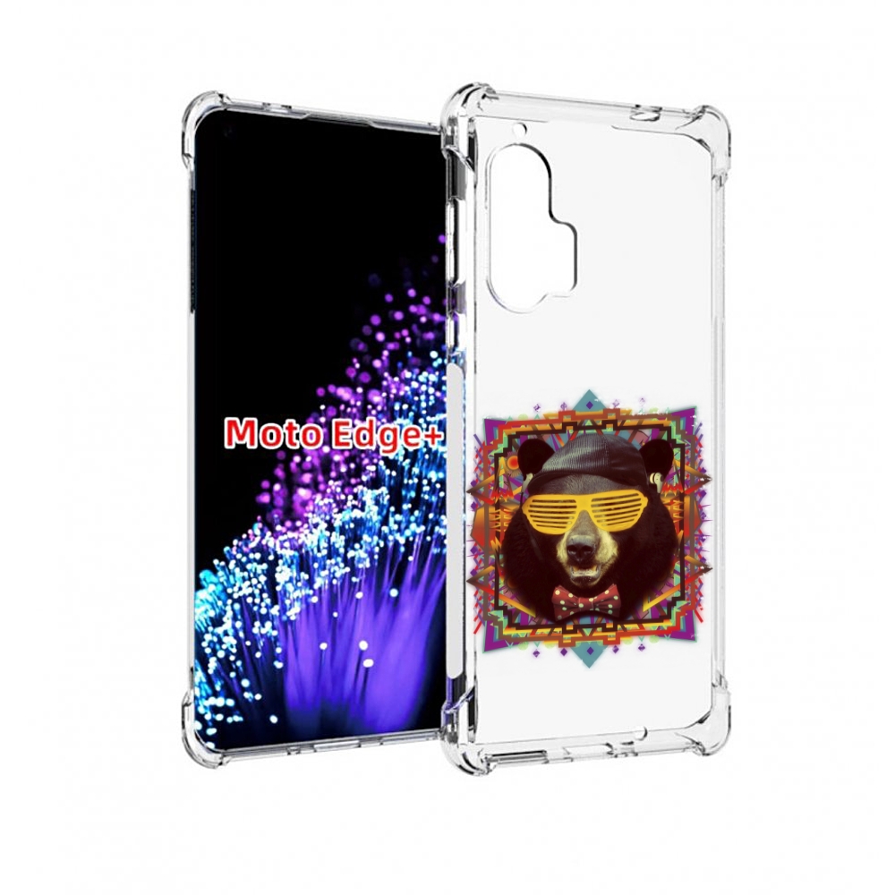 

Чехол MyPads Медведь в очках для Motorola Edge+ Plus, Прозрачный, Tocco