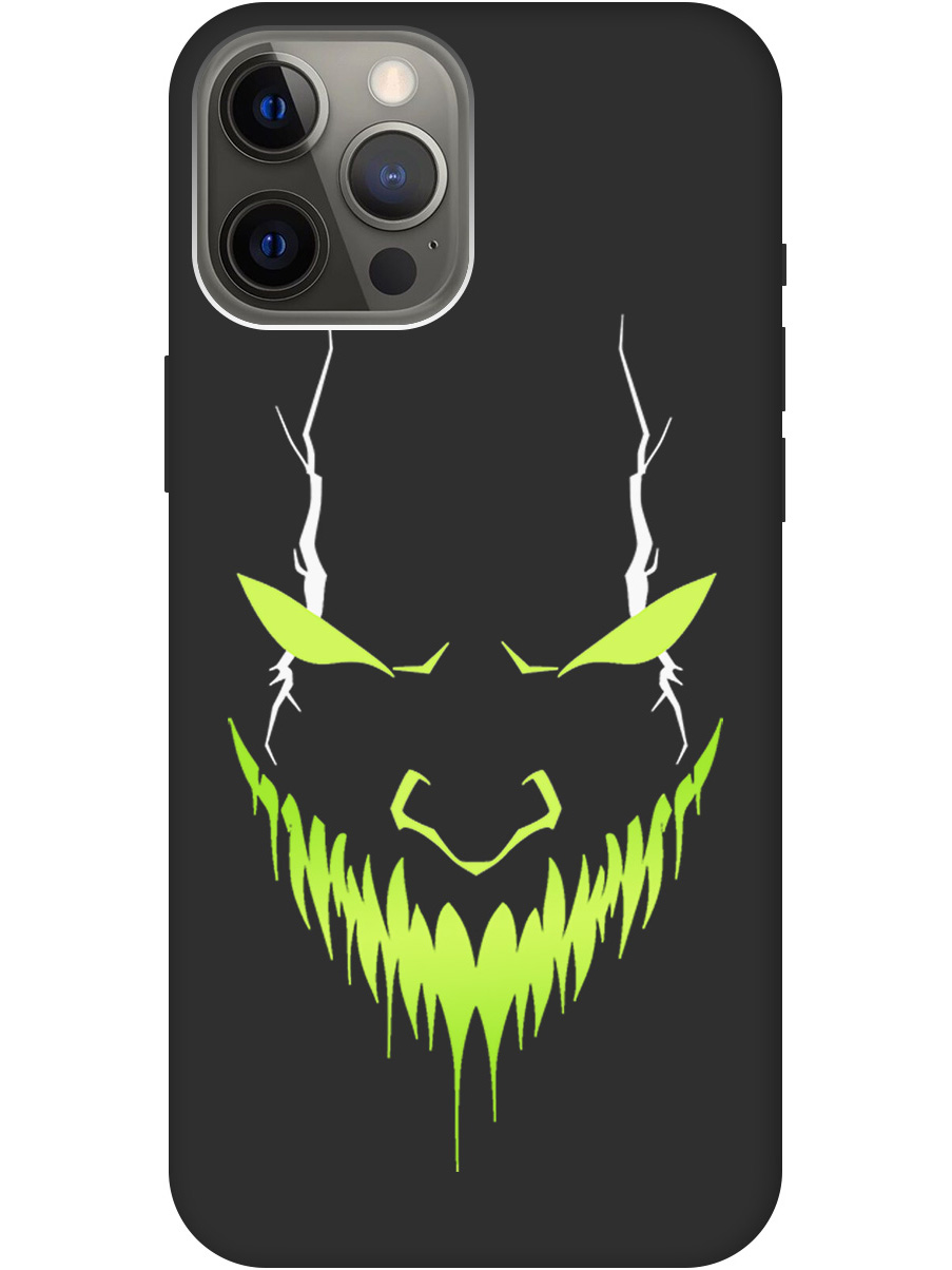 

Силиконовый чехол на Apple iPhone 12 Pro Max с принтом "Evil Face" матовый черный, Черный;белый;зеленый, 723374251