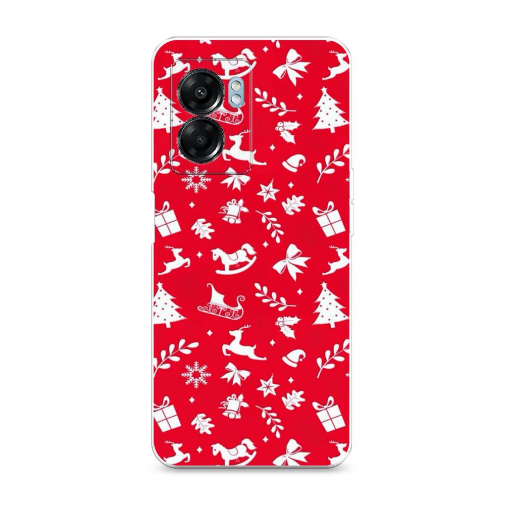 

Чехол на Oppo A57 5G/OnePlus Nord N300 5G "Красный новогодний фон", Красный;белый, 2510250-5
