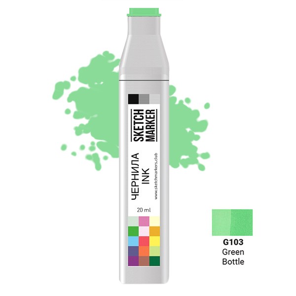 

Заправка для маркеров Sketchmarker на спиртовой основе G103 Зеленая бутылка, SI-G103