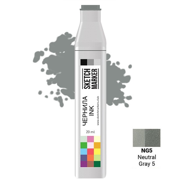 

Заправка для маркеров Sketchmarker на спиртовой основе NG5 Нейтральный серый 5, SI-NG5