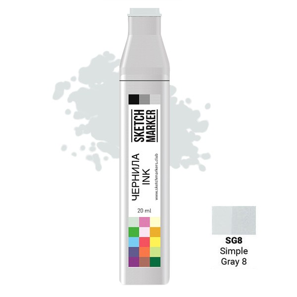 

Заправка для маркеров Sketchmarker на спиртовой основе SG8 Простой серый 8, SI-SG8