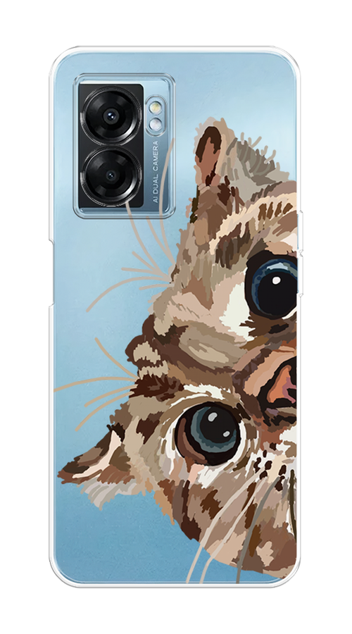 

Чехол на Oppo A57 5G/OnePlus Nord N300 5G "Любопытный кот", Коричневый;синий;черный, 2510250-1