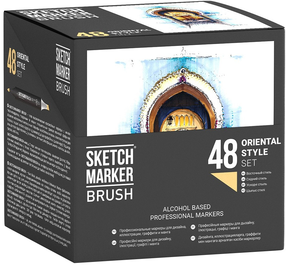 фото Набор маркеров на спиртовой основе sketchmarker brush oriental style 48шт восточный стиль greenwich line