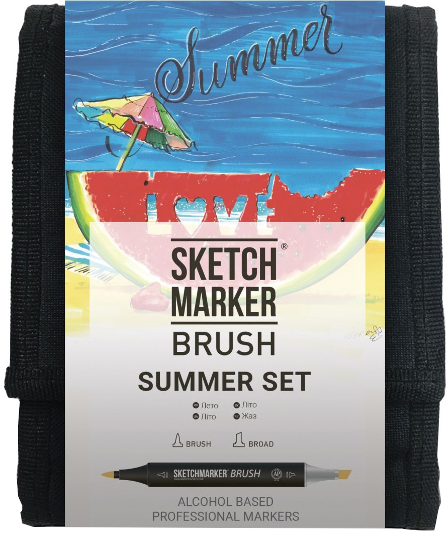 фото Набор маркеров на спиртовой основе sketchmarker brush summer set 12шт лето, сумка органайз greenwich line